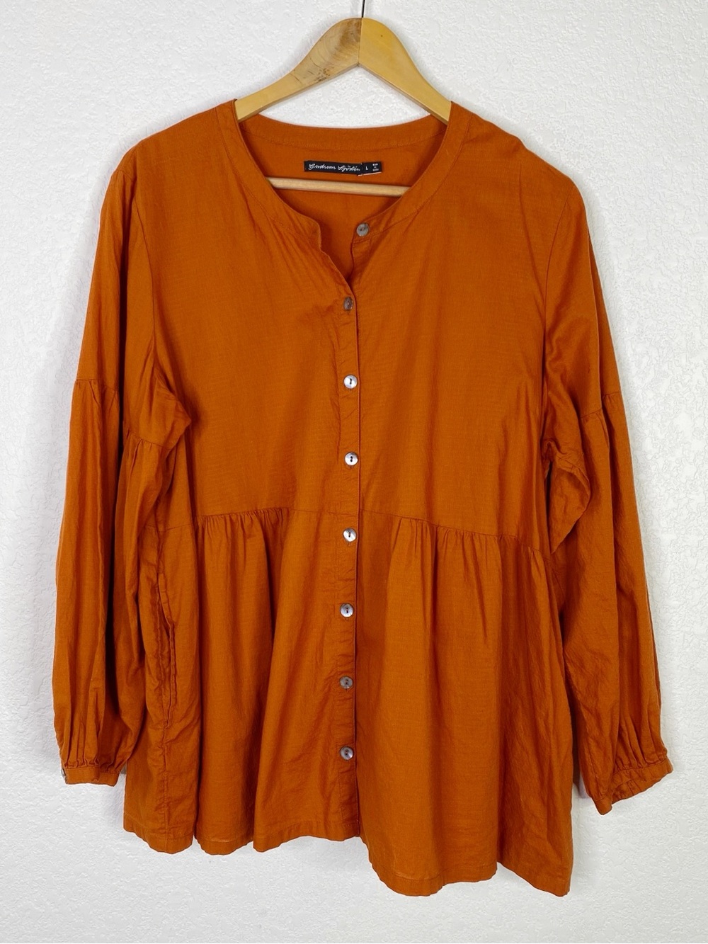 Gudrun Sjoden Orange 100% Organic Cotton Long Sleeve Blouse